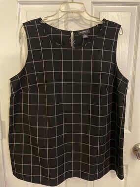 Liz Claiborne Black Windowpane Sleeveless Career top